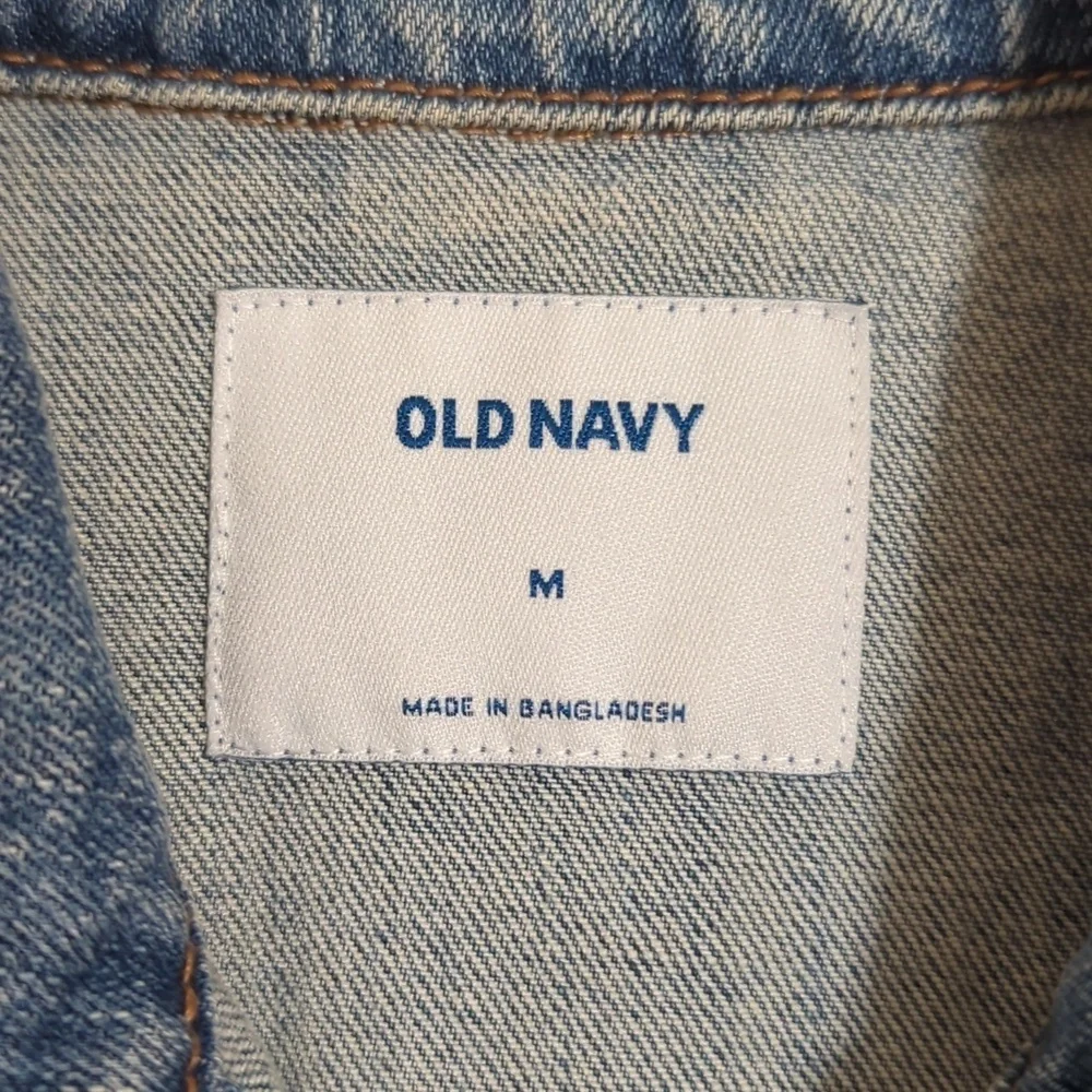 Old Navy MODIFIED Raw Hem Denim Trucker Jacket, Color Blue Size M - Picture 3 of 15